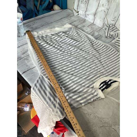 J Crew Shadow Stripe Sweater Mesh Overlay Size Small Long Sleeve - Picture 5 of 5